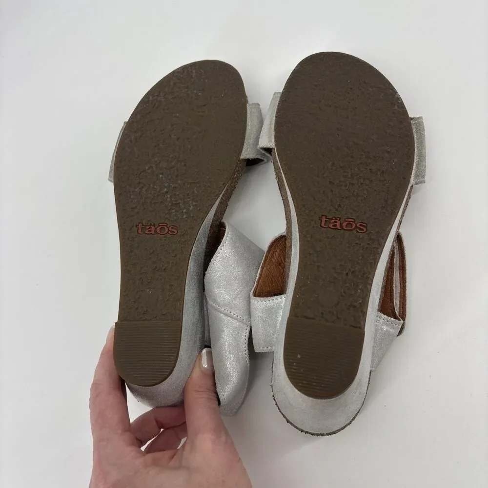 Taos Carousel 3209 Gray Leather Wedge Sandals Ankle Strap Size EU 38/7-7.5 US - Picture 10 of 10